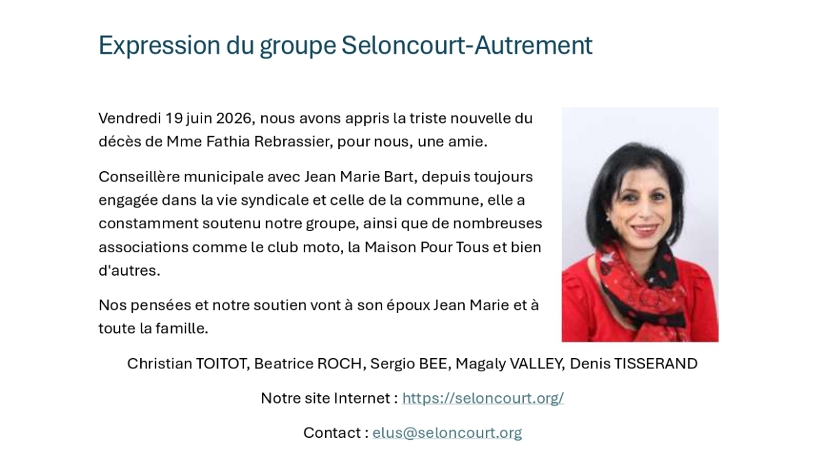 Expression du groupe Seloncourt Autrement