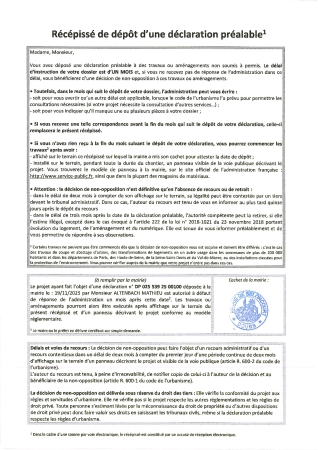 Récépissé de dépot DP 25 00100