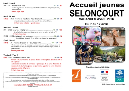 programme vacances Avril 2026 Ados