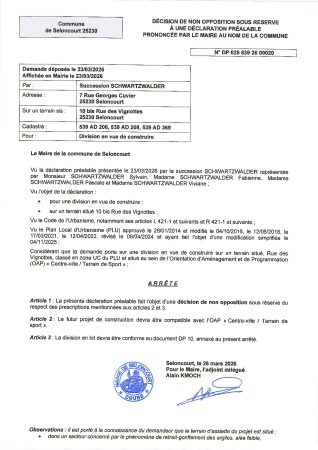DP 26 00020 Succession SCHWARTZWALDER