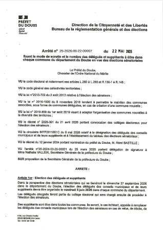 ARRETE PREFECTORALELECTIONS SENATORIALES
