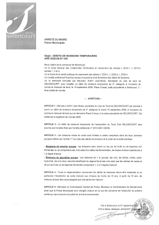 ARR2026-09-07-140 Arrêté autorisation de buvette JM Audy concours de tarot